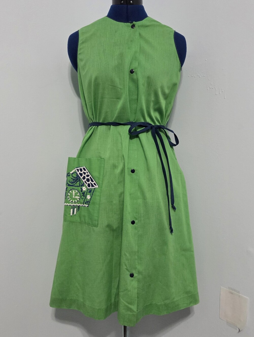Vintage Handmade Green Embroidered Dress